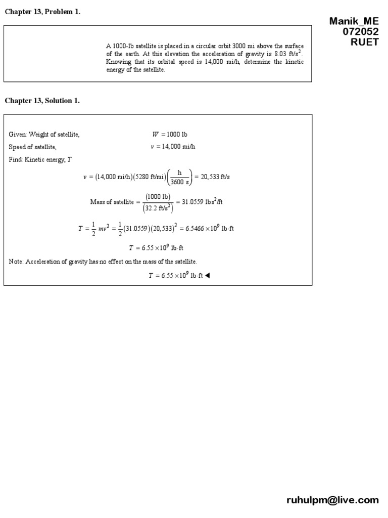 Manik - ME 072052 Ruet | PDF | Satellite | Mass
