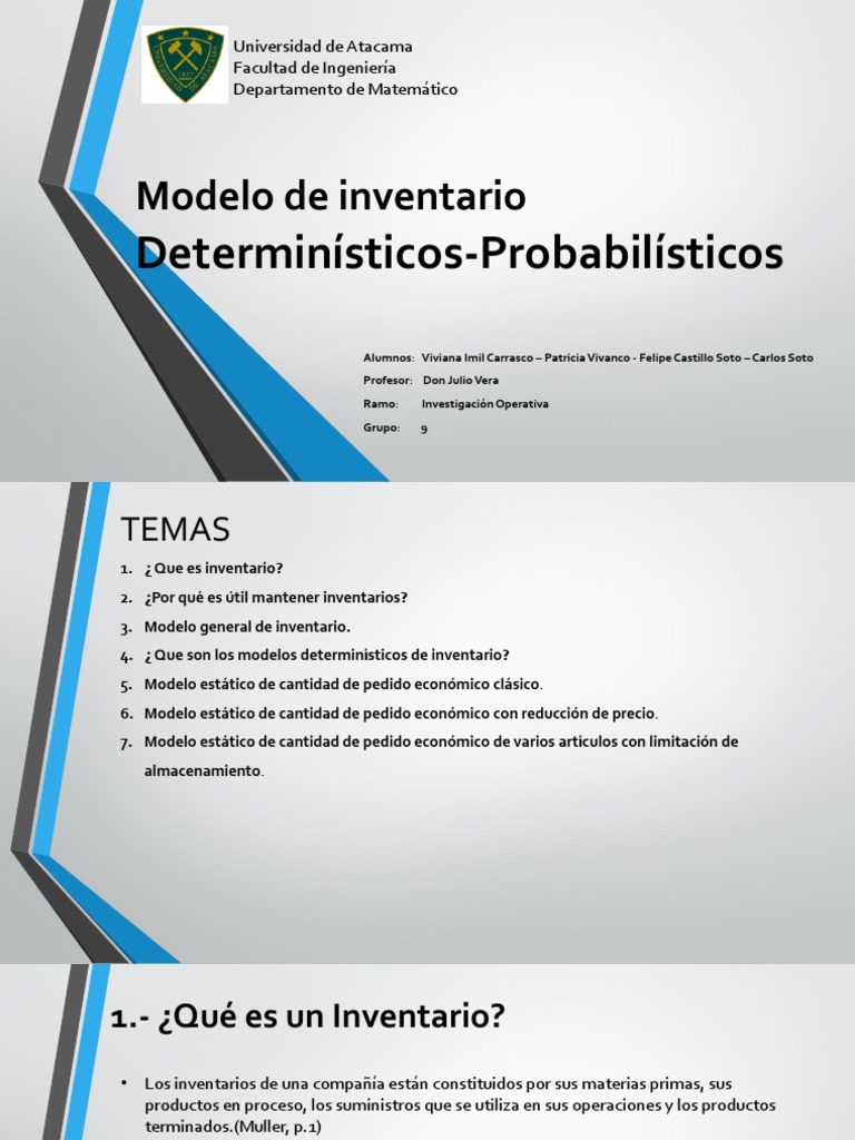 Modelo de Inventario Probabilísticos - Determinísticos | PDF ...