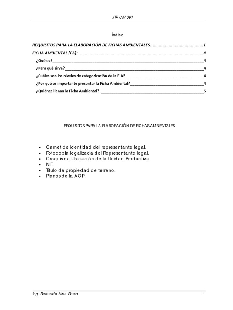 Ficha Ambiental | PDF | Evaluación de impacto ambiental | Science