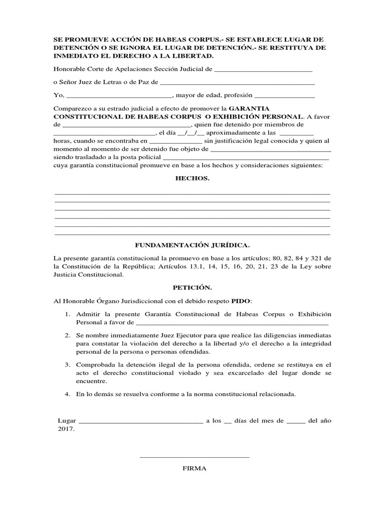Recurso de Habeas Corpus | PDF | Habeas corpus | Constitución