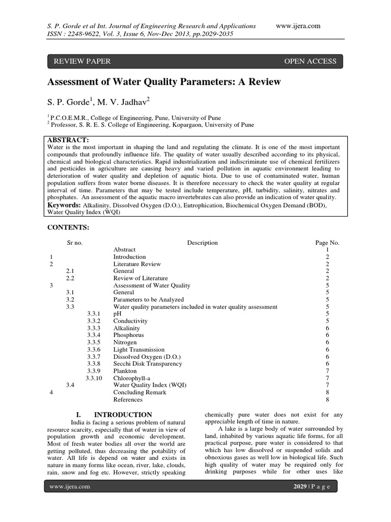 water quality analysis research paper