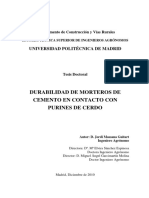 Durabilidad de Morteros de Cemento en Contacto Con Purines de Cerdo