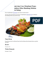 Resep Memasak Dan Cara Membuat Pepes Ikan Mas Majalaya Khas Bandung Selatan Yang Enak Dan Sedap