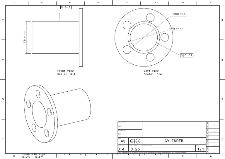 Cylinder Technical Drawing Overview | PDF