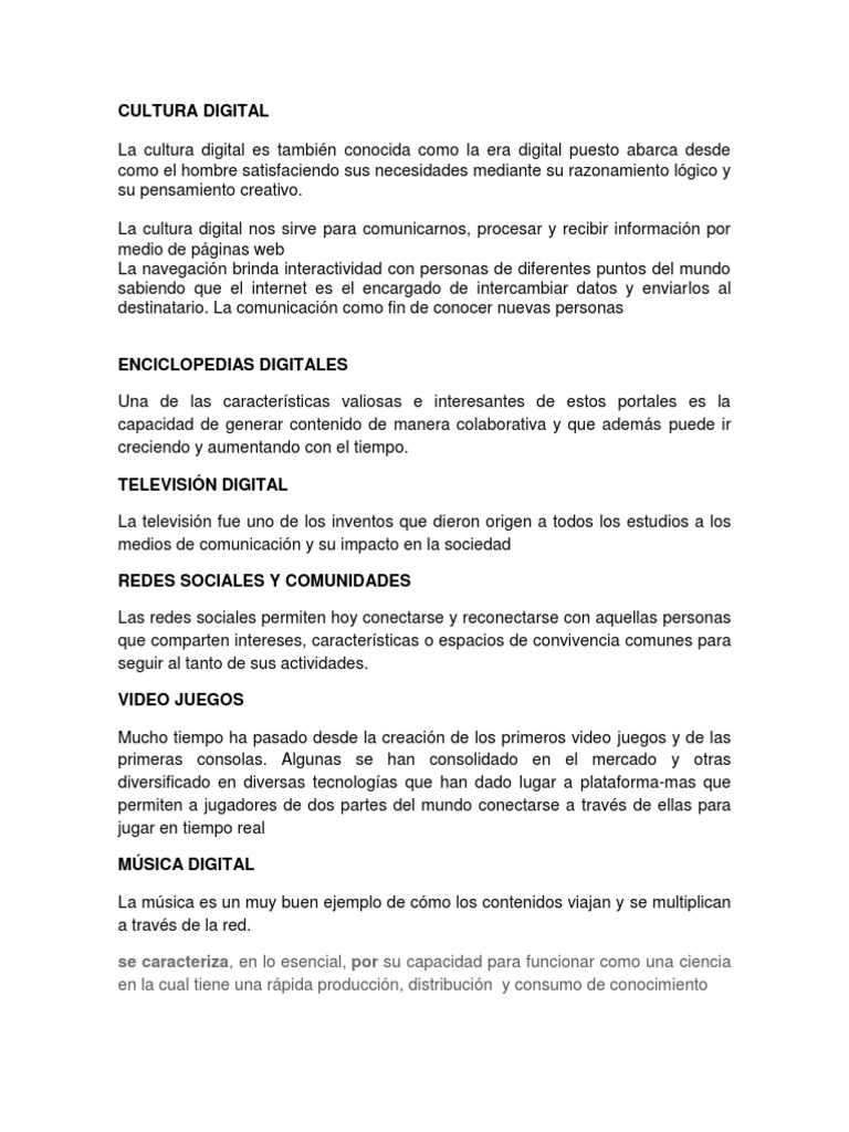 Impacto de la Cultura Digital en la Sociedad | PDF | Tecnología de ...