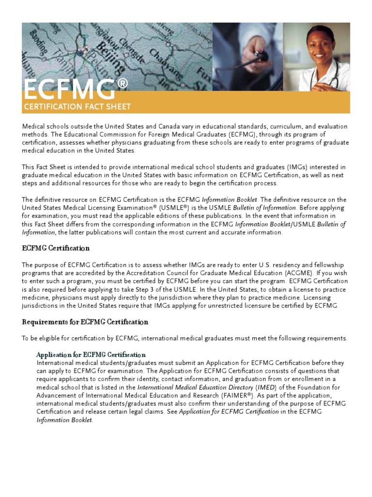 ECFMG Fact Sheet PDF | PDF | United States Medical Licensing ...