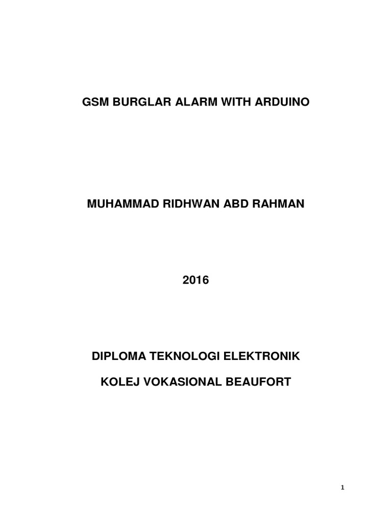 Tesis Fyp Teknologi Elektronik Kolej Vokasional Beaufort Malaysia 2016 Pdf