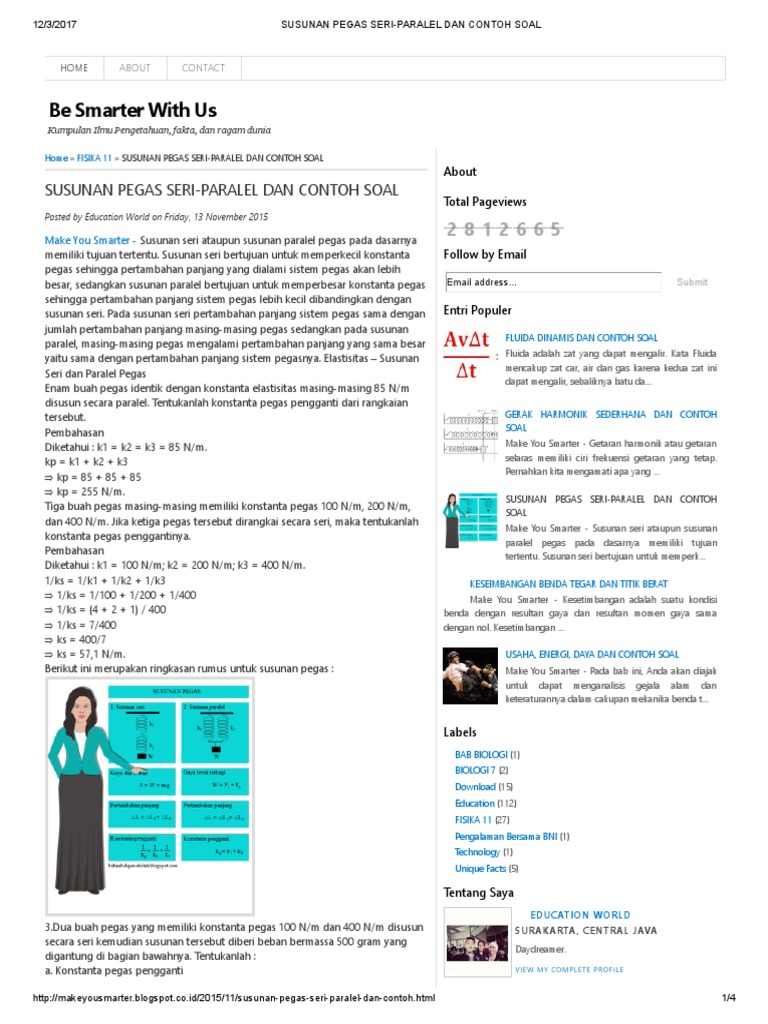 Susunan Pegas Seri Paralel Dan Contoh Soal