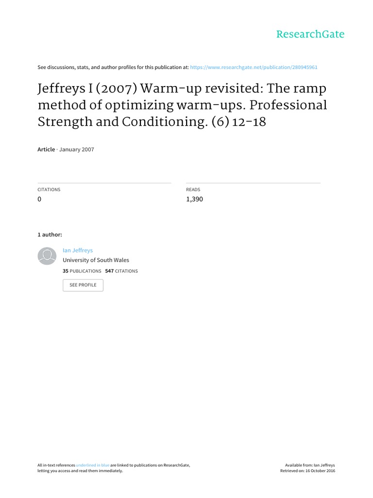 Optimizing Warm-Ups with the RAMP Method | PDF | Strength Training ...