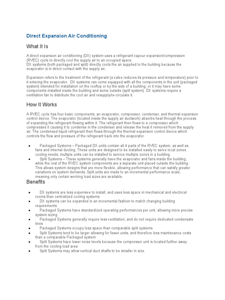 Direct Expansion Air Conditioning Overview | PDF | Air Conditioning ...