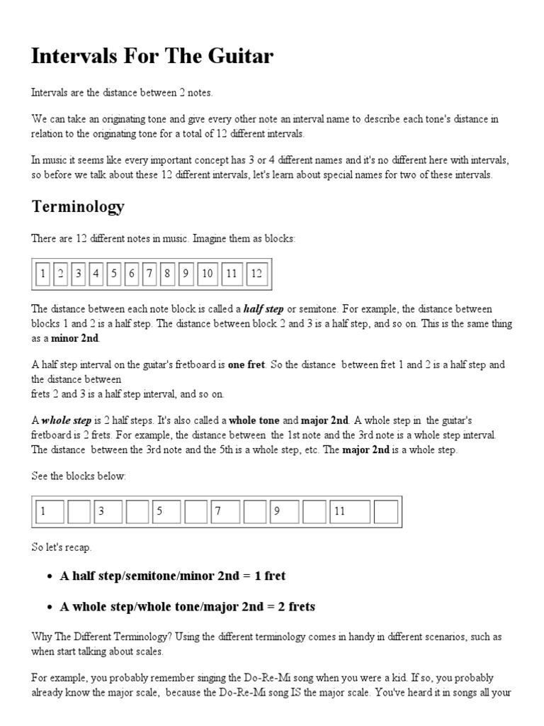 Intervals For The Guitar PDF | PDF | Scale (Music) | Interval (Music)