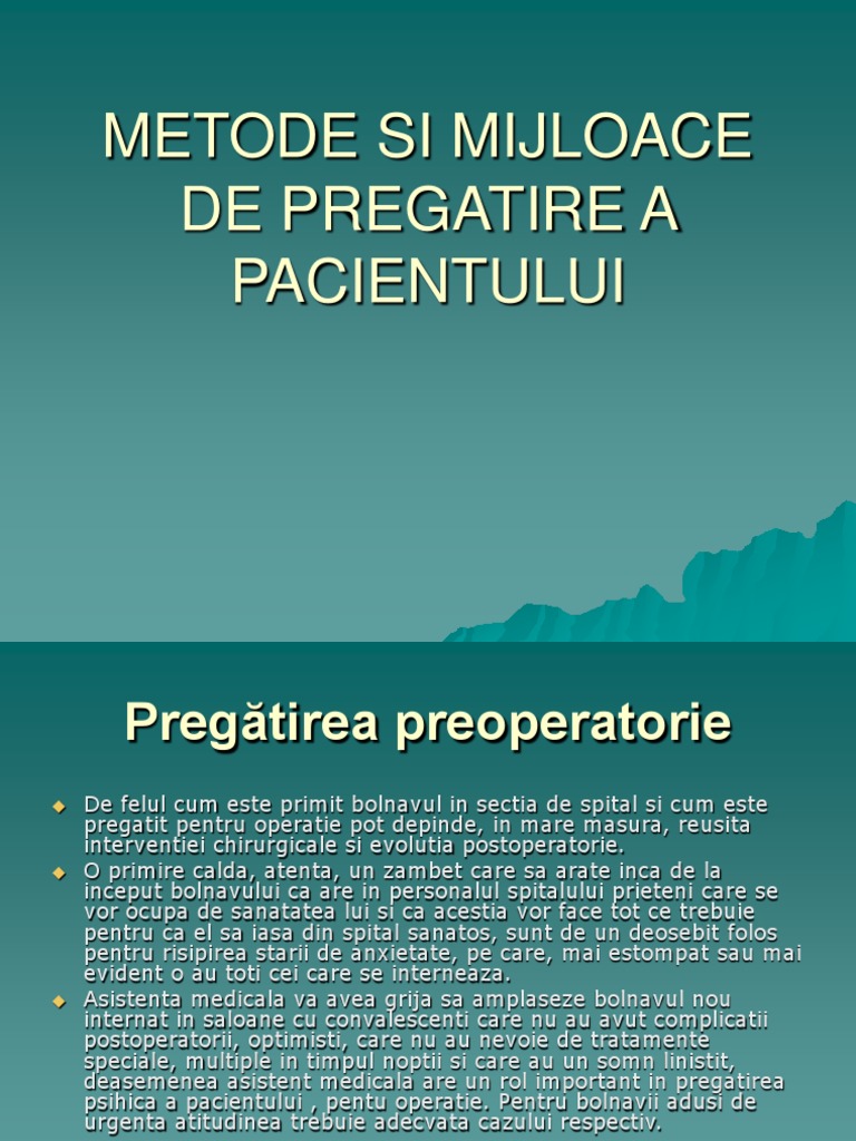 Metode Si Mijloace de Pregatire A Bolnavului | PDF