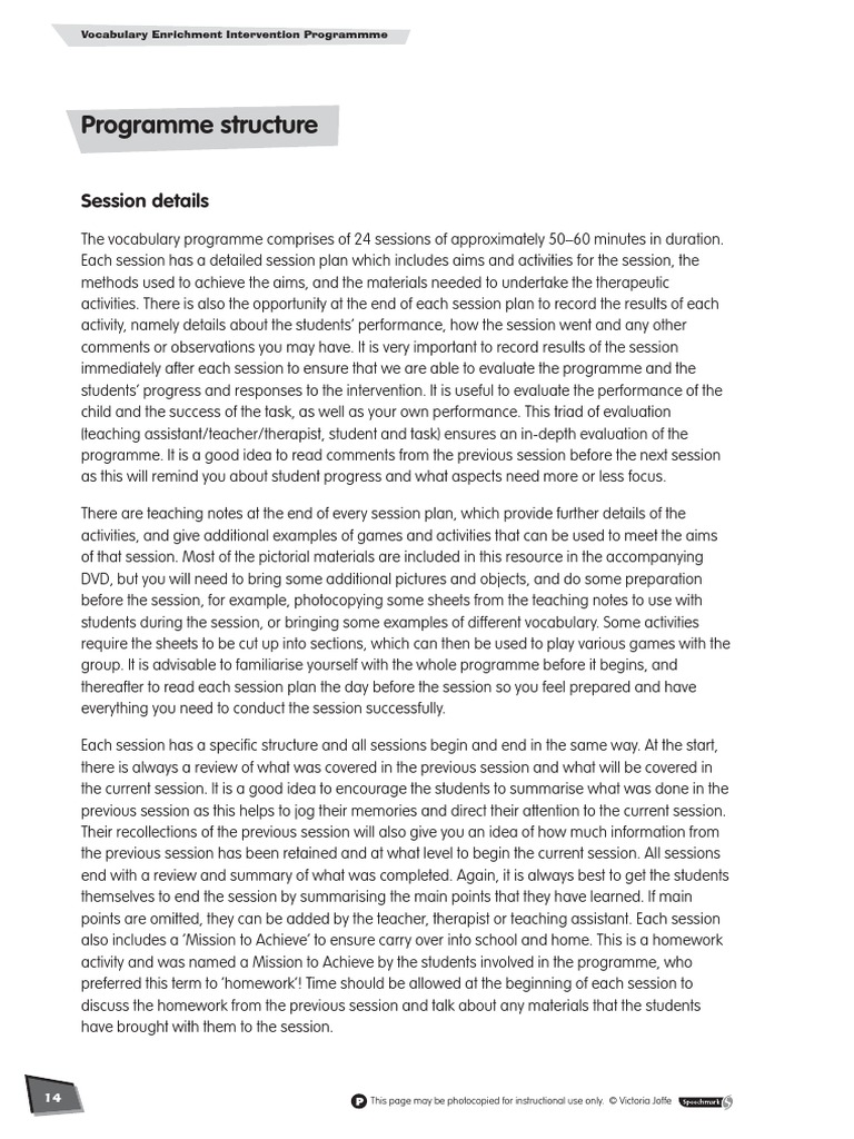 Vocabulary Enrichment Programme Sample | PDF | Word | Vocabulary