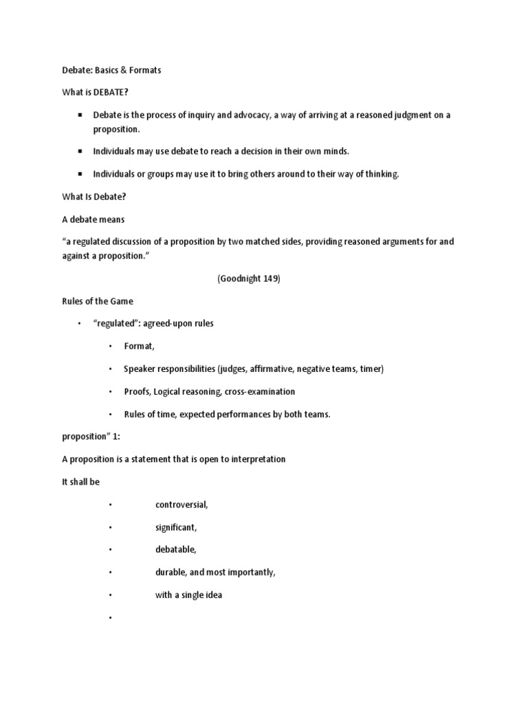 Understanding Debate: Formats & Benefits | PDF | Persuasion | Leadership