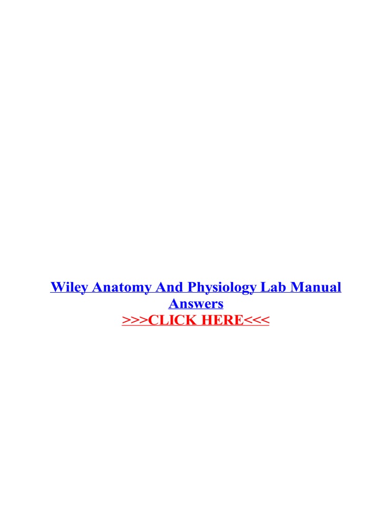 Wiley Anatomy and Physiology Lab Manual Answers PDF John Wiley & Sons Laboratories