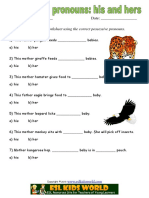 Possessive Pronouns His Hers Animals Worksheet PDF