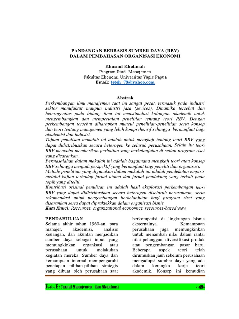Teori RBV dalam Manajemen Strategik | PDF | Karier & Perkembangan