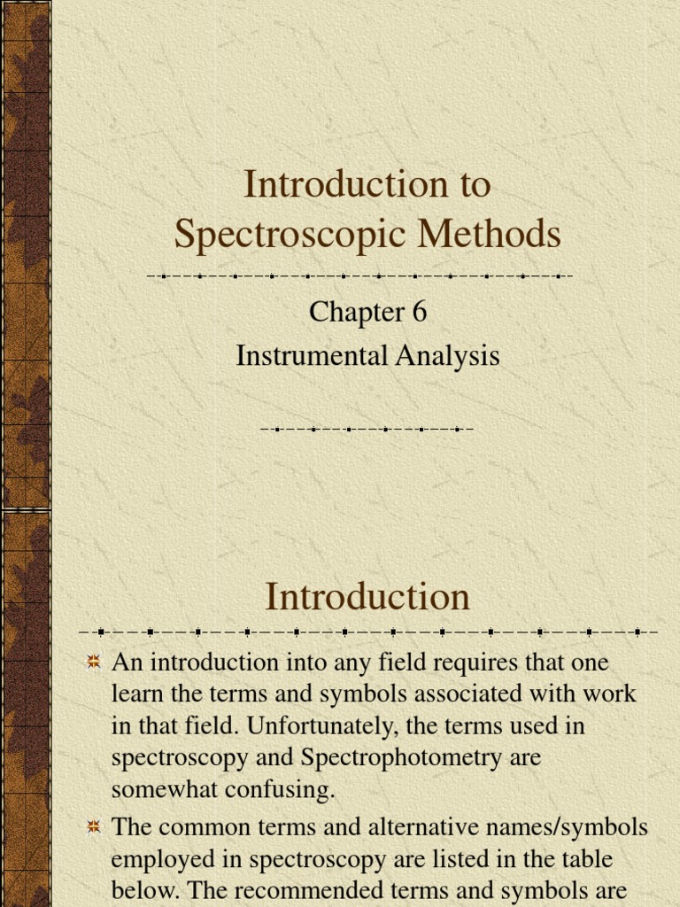 Spectroscopic Methods Overview | PDF | Absorbance | Electromagnetic ...
