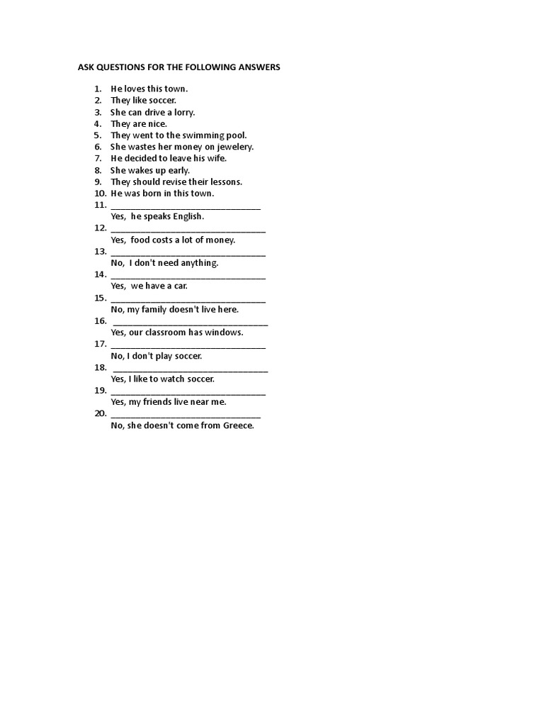 Questions for Given Answers | PDF
