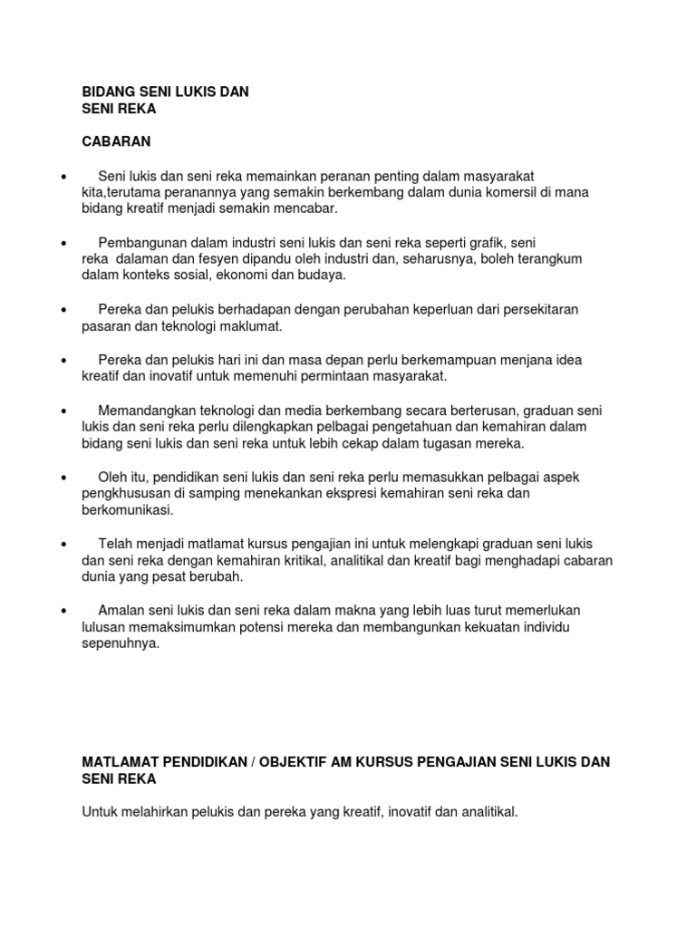 Bidang Seni Lukis Dan