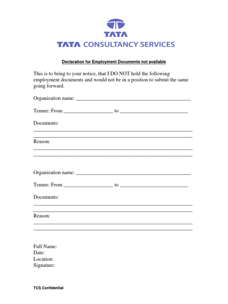 Employment Document Declaration Form | PDF