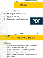 Meiosis: A. Overview of Meiosis B. Homologous Chromosomes C. Stages of Meiosis D. Spermatogenesis & Oogenesis