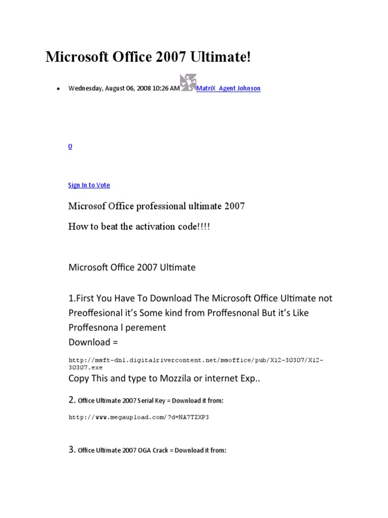 Download Microsoft Office 2007 Using Key Code