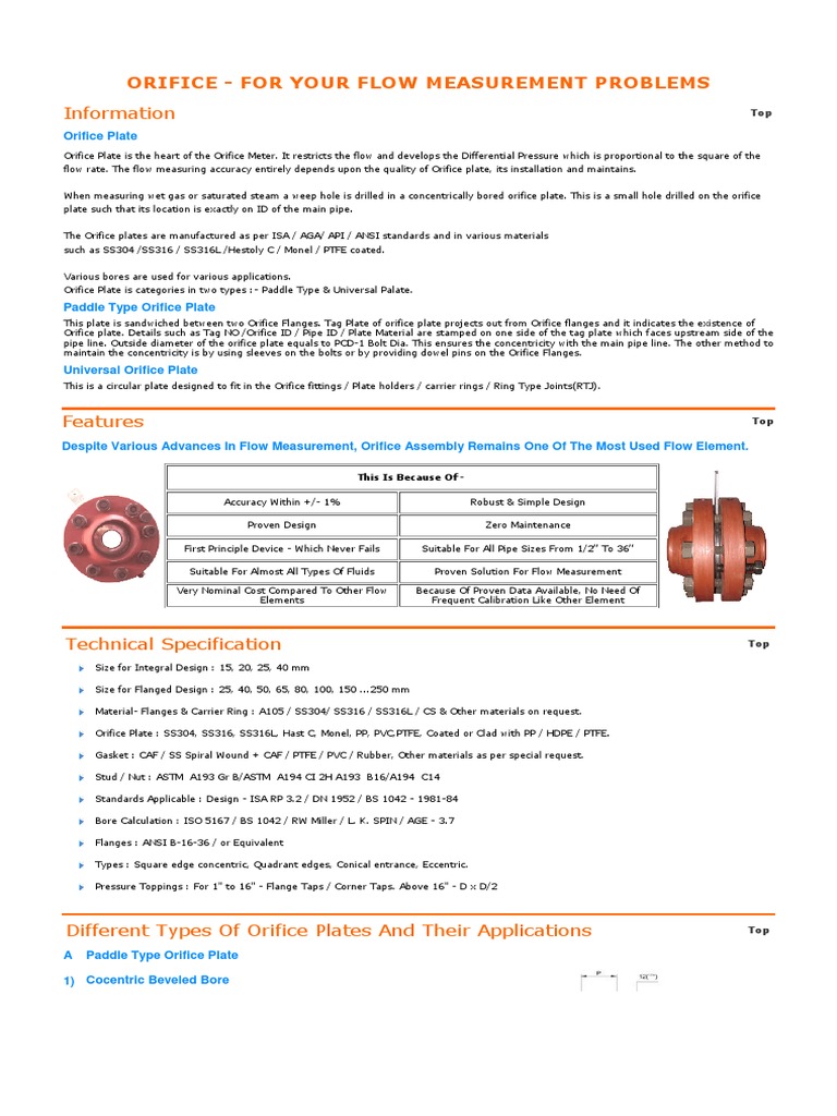 Orifice Plate Overview and Applications | PDF | Flow Measurement | Buoyancy