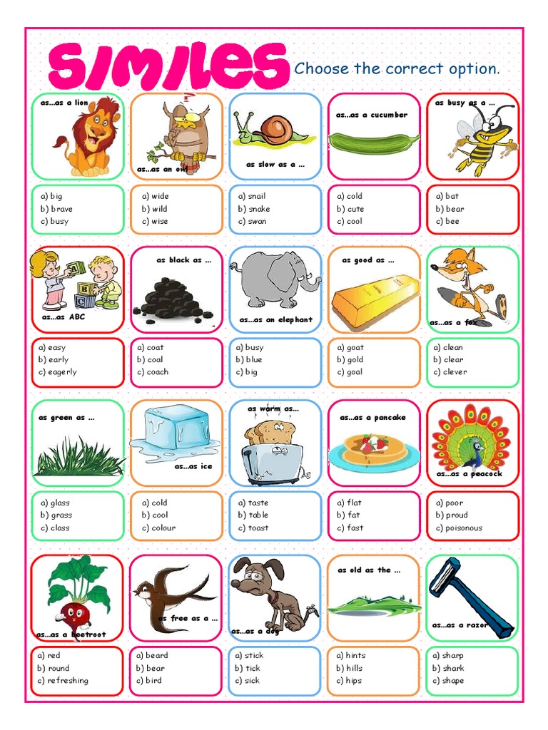 Matching Similes Worksheet | PDF