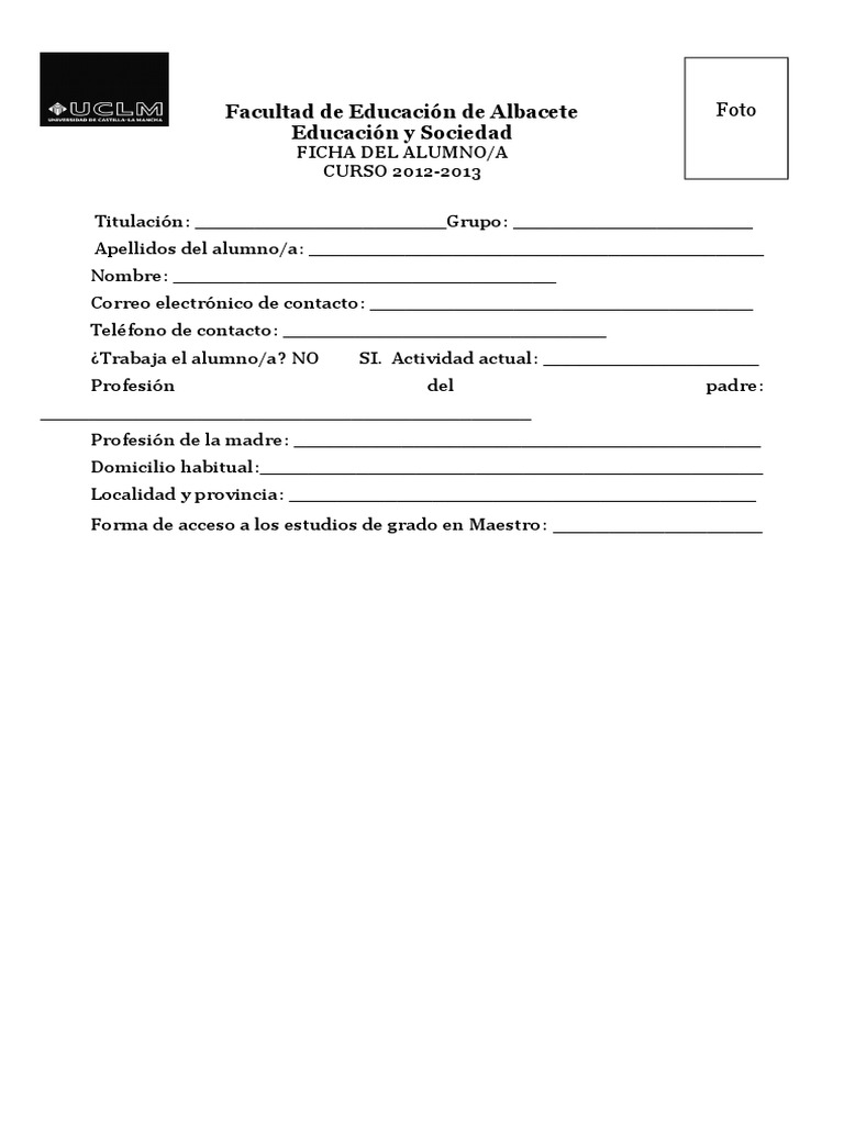Ficha de Alumno - Educación Albacete | PDF | Crecimiento personal y ...