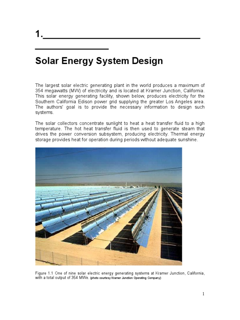 Solar Energy System Design | PDF