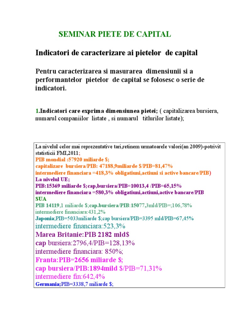 Seminar 1. Piete de Capital PDF
