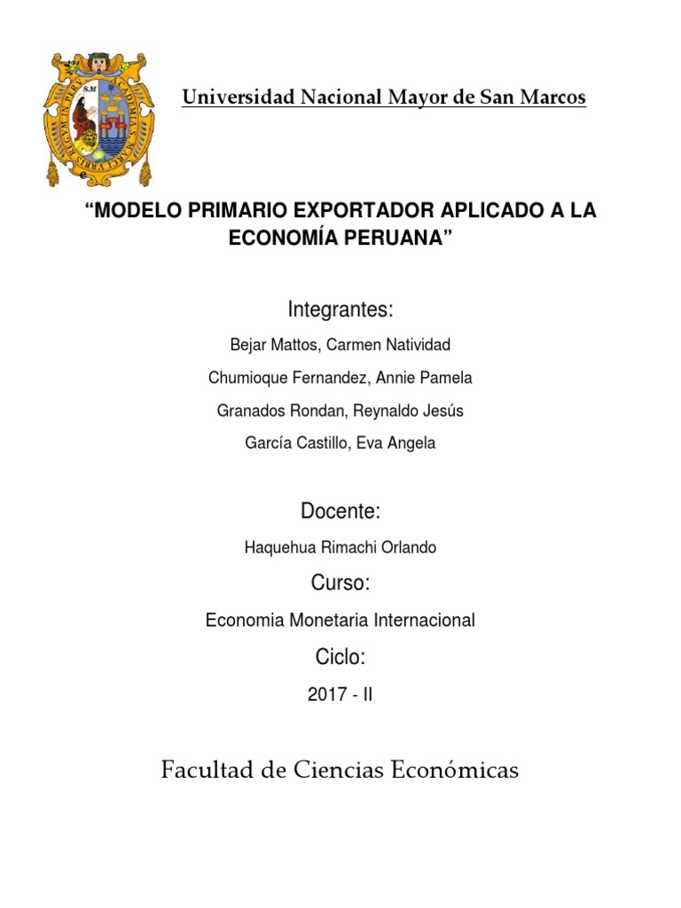 Modelo Primario Exportador Peru | PDF | Crecimiento económico | Producto  Interno Bruto