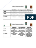 Holiday Traditions Project Rubric