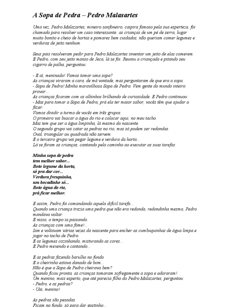 Sopa de Pedra Pedro Malasartes | PDF | Lazer