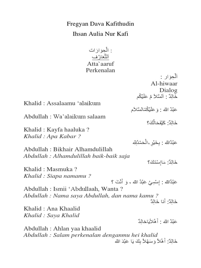 Percakapan Bahasa Arab | PDF