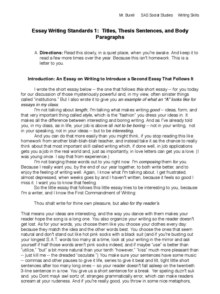 Writing Standards 23 - Title, Thesis, Body Paragraphs  PDF