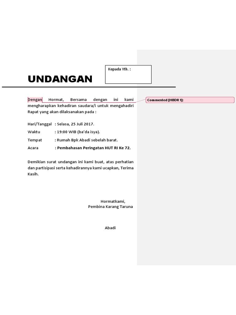 910 Contoh Undangan Karang Taruna Terbaru