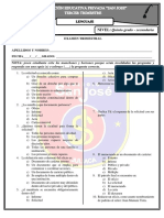 Examen Segundo Trimestre de Comunicacion - Quinto Grado