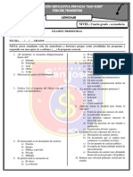 Examen Segundo Trimestre de Comunicacion - Cuarto Grado