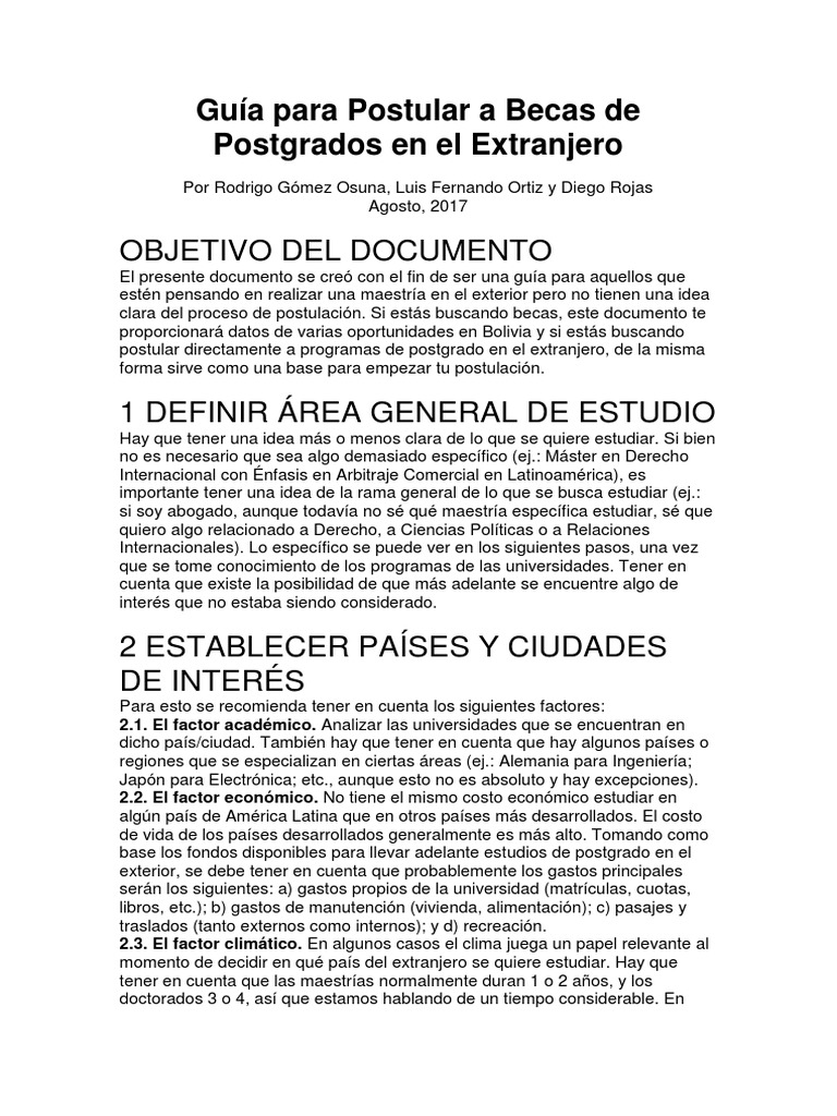 Guía para Postular A Becas de Postgrados en El Extranjero | PDF ...