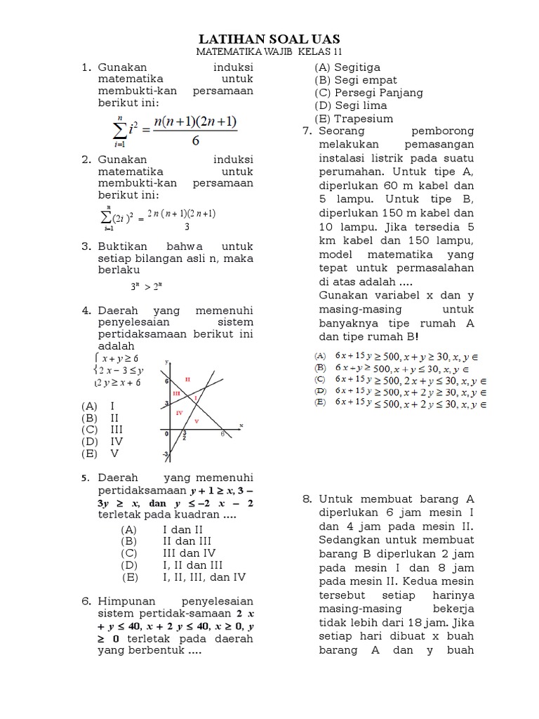 Latihan Soal Uas Matematika Wajib Kelas 11