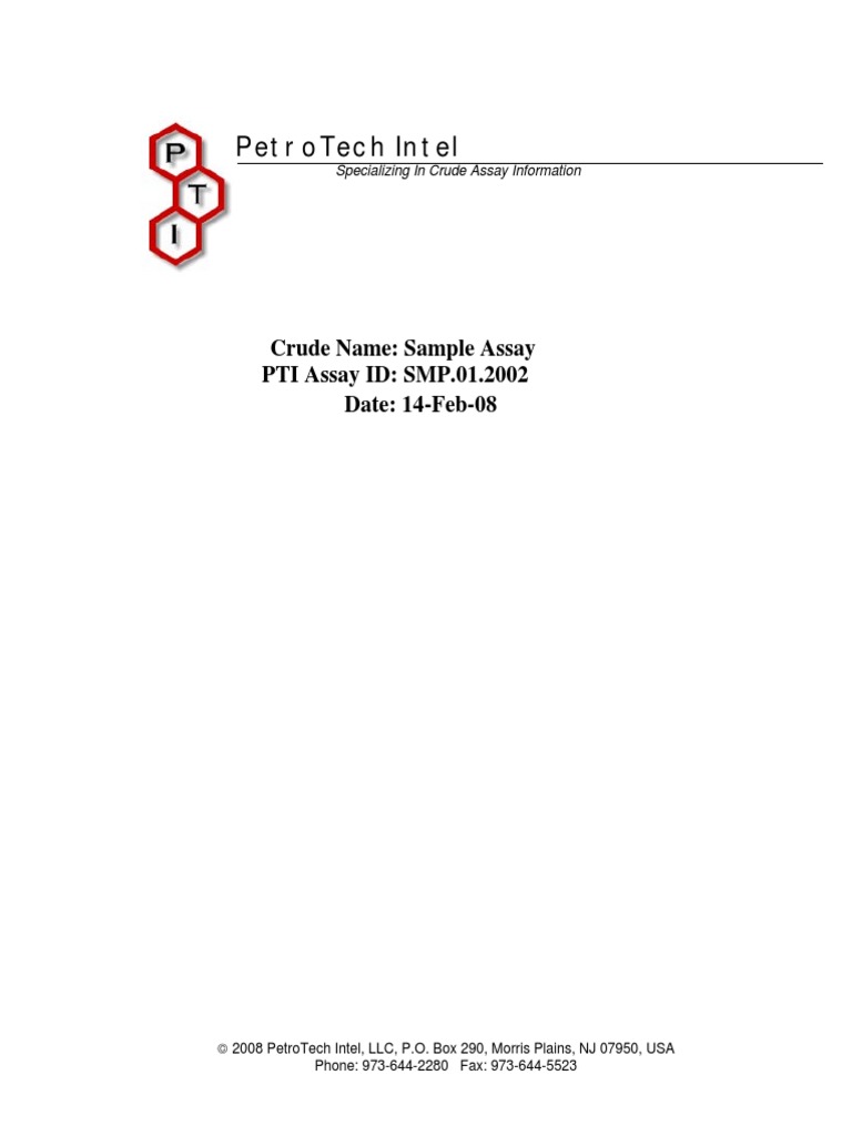 Crude Oil Sample Assay Data 2008 | PDF | Toluene | Viscosity