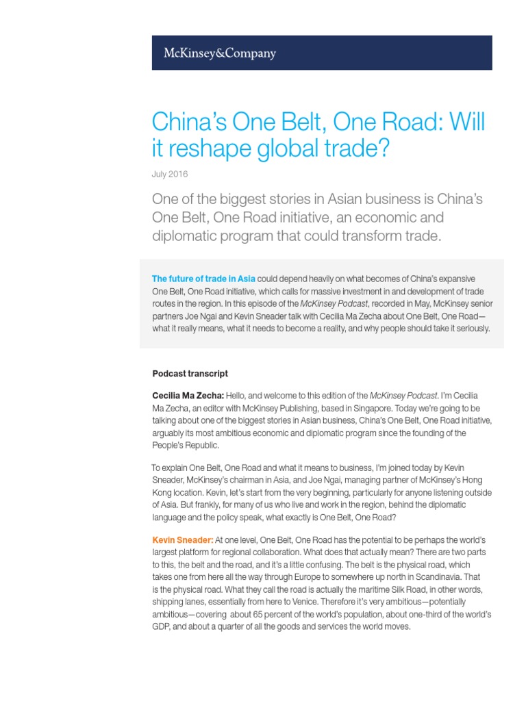 China One Belt One Road Pdf Association Of Southeast Asian Nations