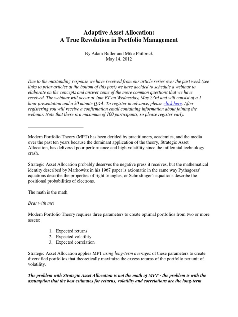 Revolutionizing Portfolio Management | PDF | Asset Allocation ...