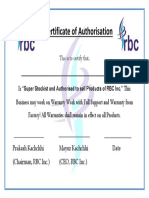 Certificate of Authorisation