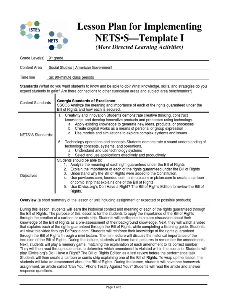 Lesson Plan | PDF | United States Bill Of Rights | Homework