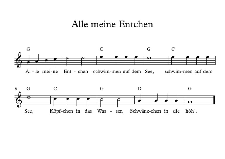 Alle Meine Entchen - Partitur