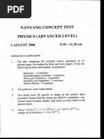 Nanyang Concept Test Physics (Advanced Level) : 5 AUGUST 2006