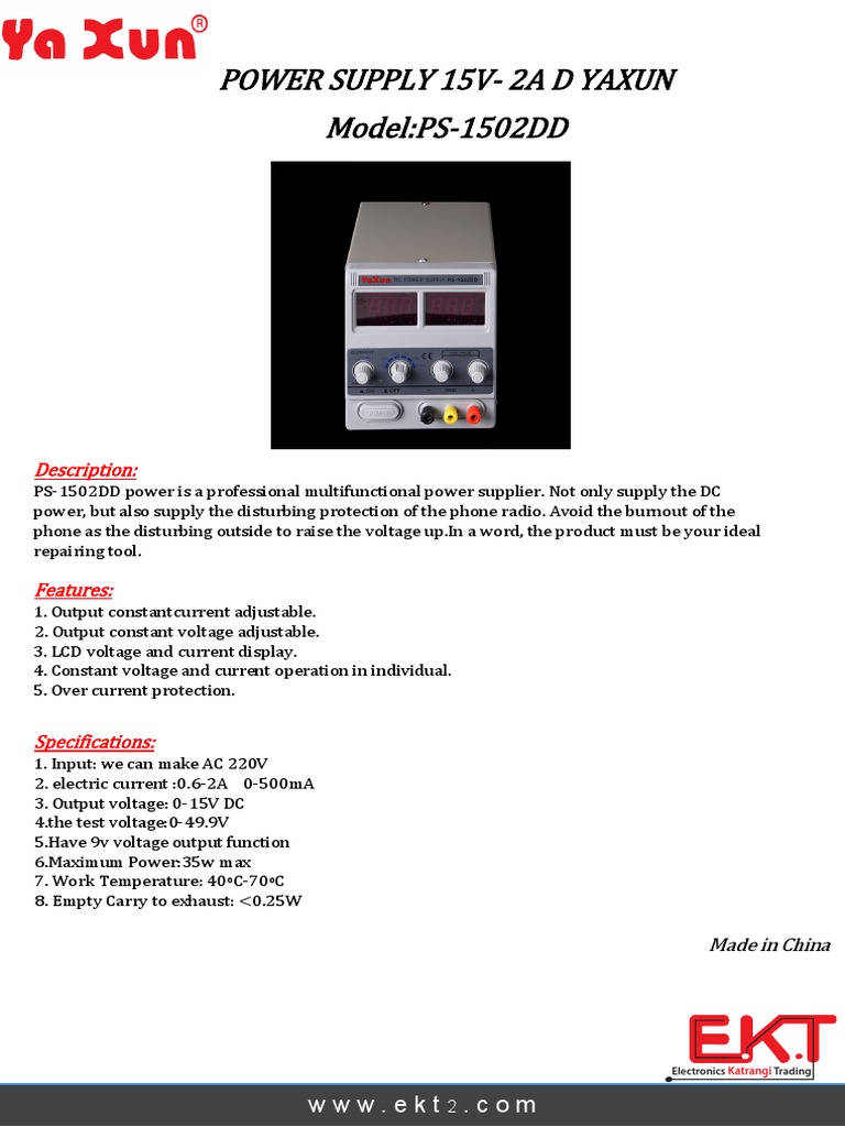 Power Supply 15v - 2a D Yaxun | PDF | Technology & Engineering